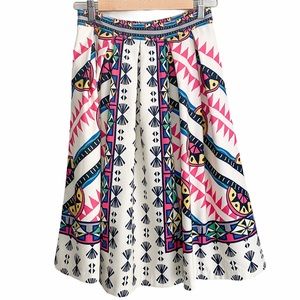 Anthropologie Champagne & Strawberry Pleated Skirt